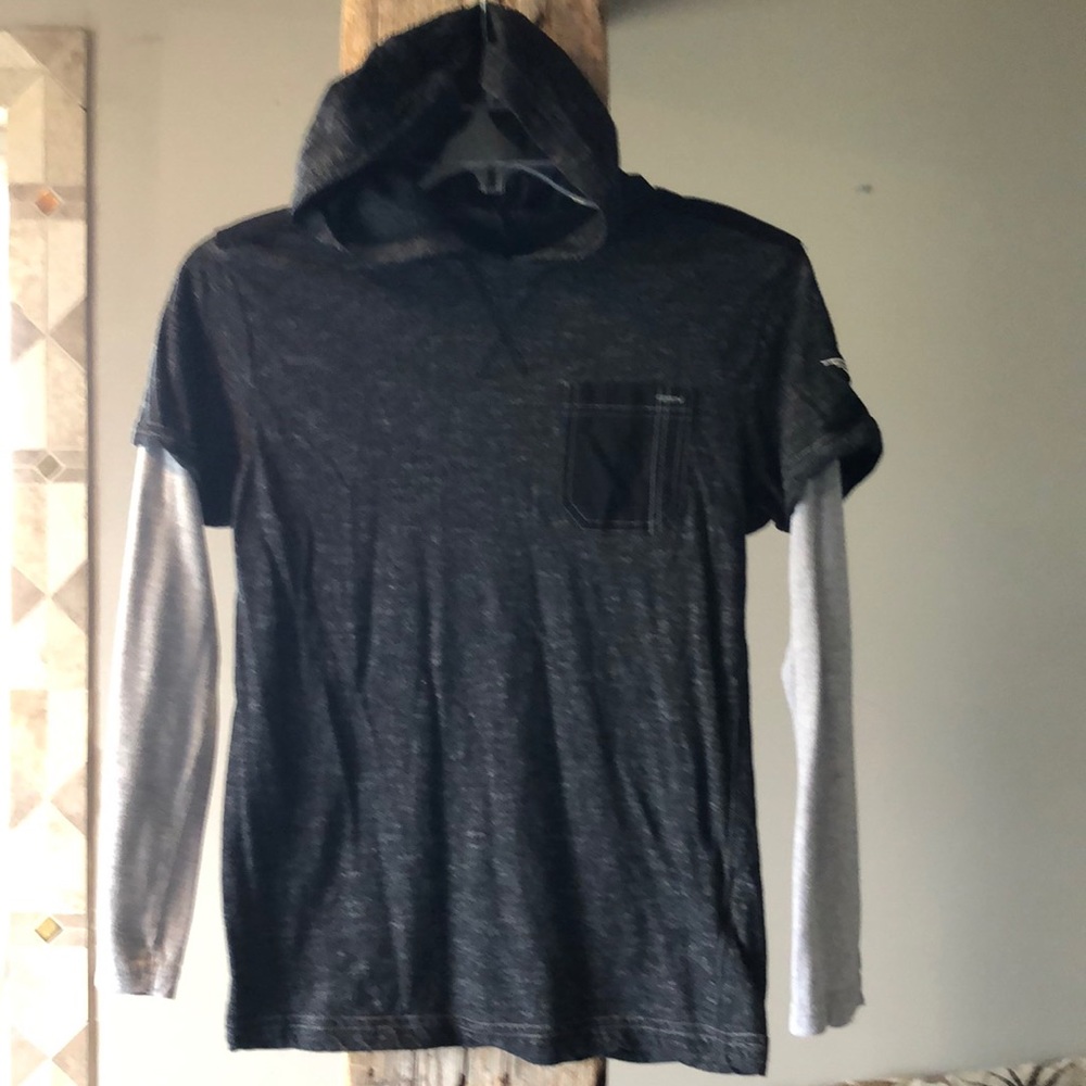 Distortion Hooded Long Sleeve Shirt